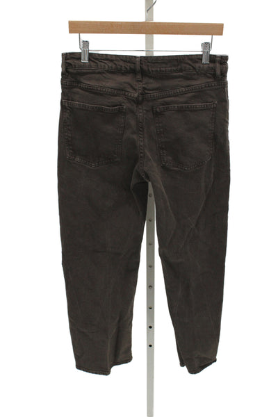 Zara Mens Straight Mid Rise Jeans Brown Cotton Button Fly Size 6