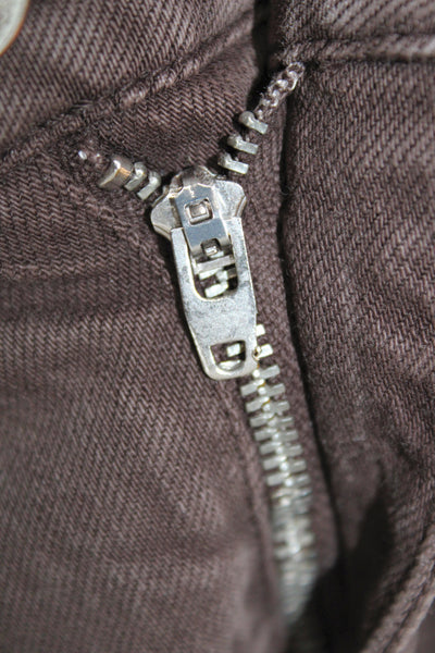 Zara Mens Straight Mid Rise Jeans Brown Cotton Button Fly Size 6