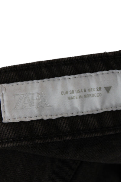 Zara Mens Straight Mid Rise Jeans Brown Cotton Button Fly Size 6