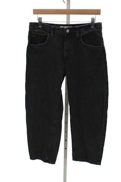 MNG Womens Wide-Leg Jeans Black High Rise Size 6