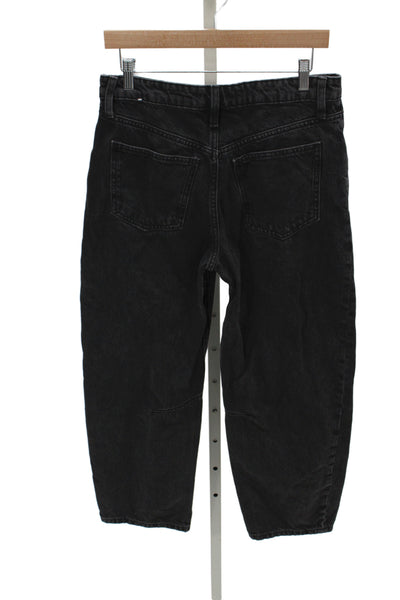 MNG Womens Wide-Leg Jeans Black High Rise Size 6