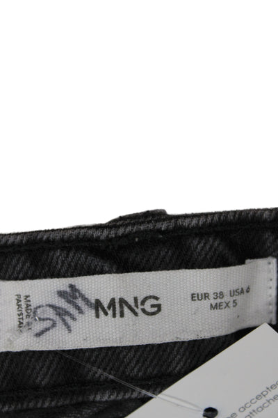 MNG Womens Wide-Leg Jeans Black High Rise Size 6