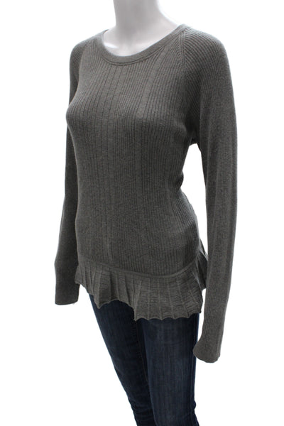 Tory Burch Womens Pullover Striped Gray 55% Silk Long Sleeve Size XL
