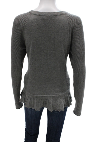 Tory Burch Womens Pullover Striped Gray 55% Silk Long Sleeve Size XL