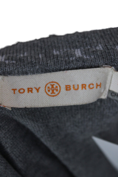 Tory Burch Womens Pullover Striped Gray 55% Silk Long Sleeve Size XL