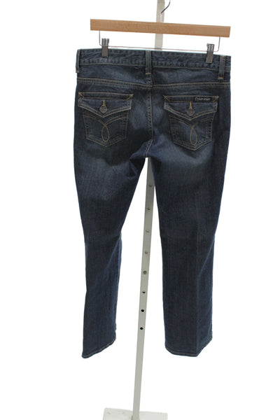 Calvin Klein Jeans Womens Bootcut Jeans Blue Mid-Rise Cotton Button Size 29