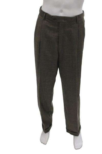 Austin Reed Mens 2 Piece Brown Wool Plaid Classic Fall Suit Size L