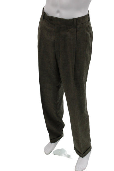 Austin Reed Mens 2 Piece Brown Wool Plaid Classic Fall Suit Size L