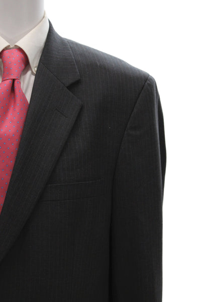 Tasso Elba Mens Gray Striped 2 Piece Wool Suit Size 38