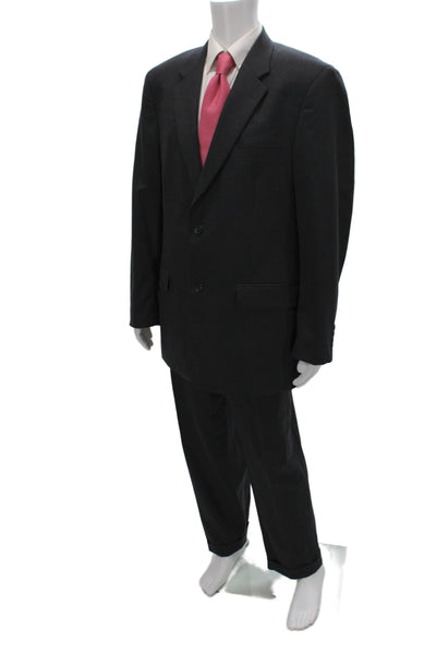 Tasso Elba Mens Gray Striped 2 Piece Wool Suit Size 38