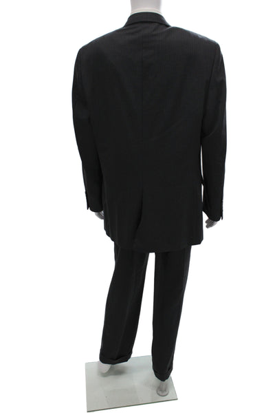 Tasso Elba Mens Gray Striped 2 Piece Wool Suit Size 38