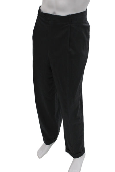 Tasso Elba Mens Gray Striped 2 Piece Wool Suit Size 38
