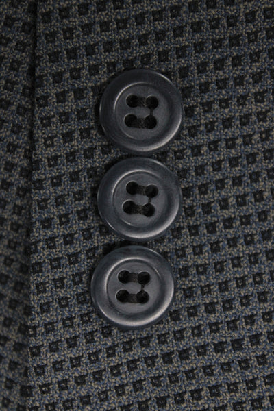 Riserva Mens Gray Rayon Check Blazer Button Closure Size L