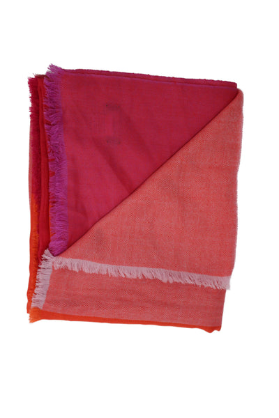 Neiman Marcus Womens Light Weight Scarf Pink Orange Wool Size One Size