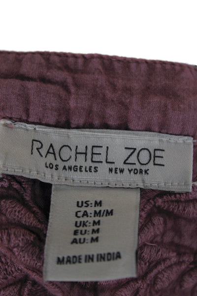 Rachel Zoe Women Boho Pink Scoop Neck Sleeveless Tunic Button Cotton Size M
