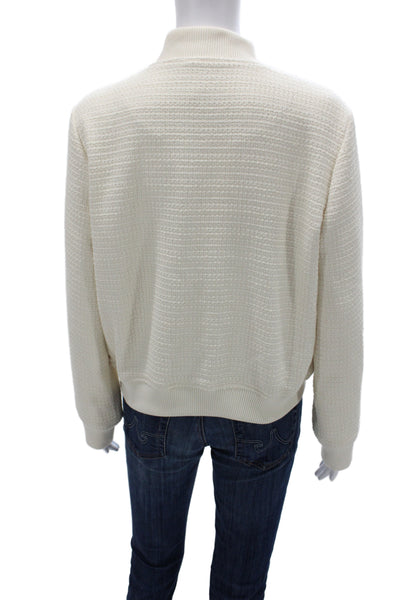 Rachel Zoe Womens Ivory Bomber Jacket 100% Polyester Long Sleeve Size M
