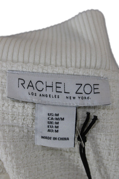 Rachel Zoe Womens Ivory Bomber Jacket 100% Polyester Long Sleeve Size M