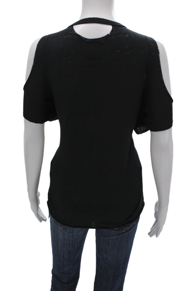 Chaser Women Jersey Black Scoop Neck T Shirt Short Sleeve Cotton Blend Size S