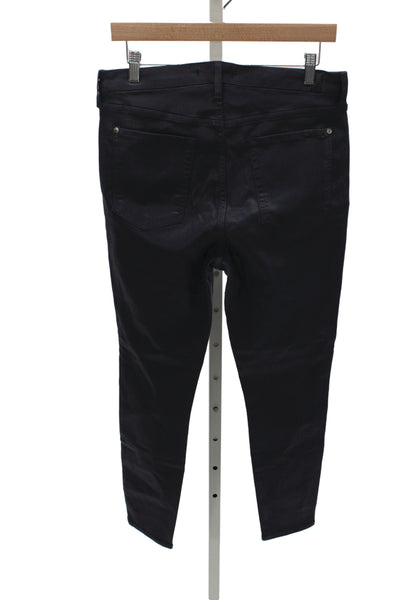 7 For All Mankind Womens Skinny Jeans Black High Rise Modal Inseam 26 Size 31