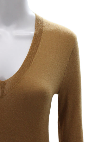J Crew Womens Brown Cashmere V-Neck Pullover Sweater Long Sleeve Size XS