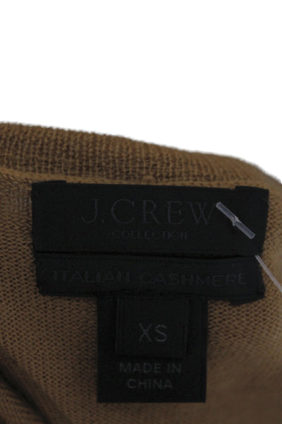 J Crew Womens Brown Cashmere V-Neck Pullover Sweater Long Sleeve Size XS