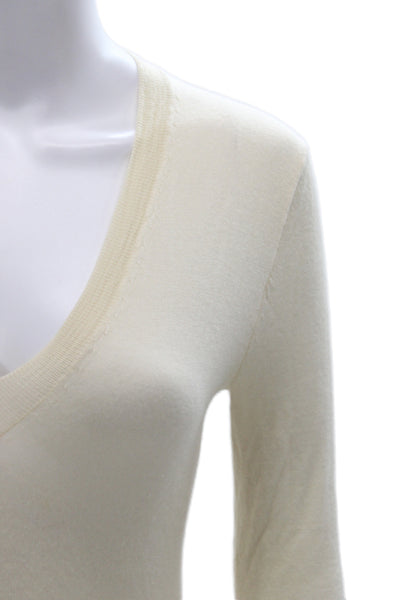 J Crew Womens Cashmere V Neck Pullover Sweater Ivory Size XS