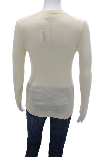 J Crew Womens Cashmere V Neck Pullover Sweater Ivory Size XS