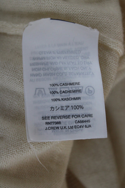 J Crew Womens Cashmere V Neck Pullover Sweater Ivory Size XS