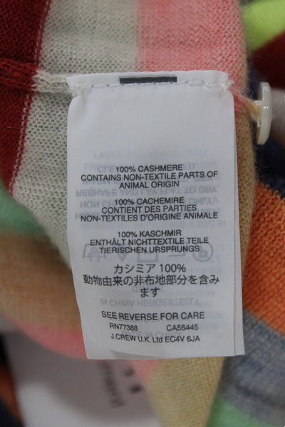 J Crew Women Cardigan Multicolor Cashmere Striped Round Neck 3/4 Sleeve Size S