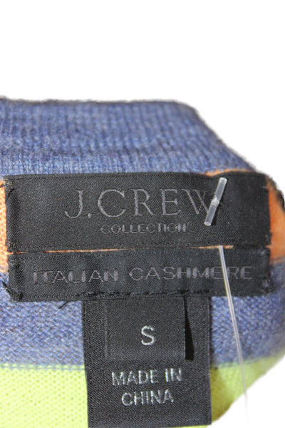J Crew Women Cardigan Multicolor Cashmere Striped Round Neck 3/4 Sleeve Size S