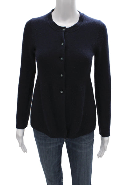 J Crew Women Black 100% Cashmere Cardigan Long Sleeve Crew Neck Size S