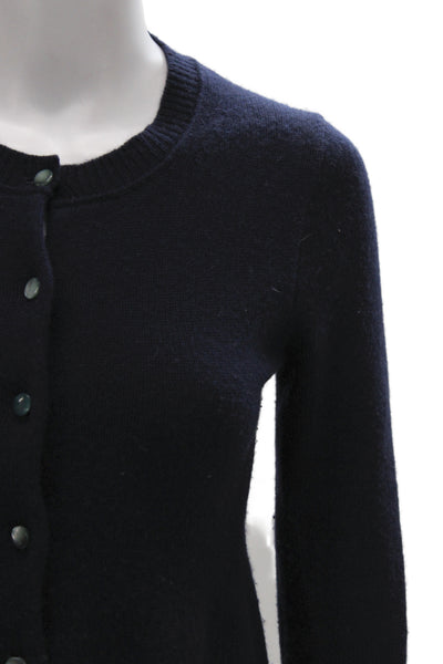 J Crew Women Black 100% Cashmere Cardigan Long Sleeve Crew Neck Size S