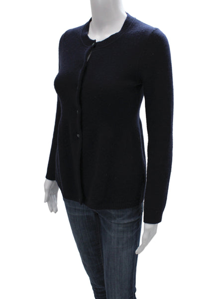J Crew Women Black 100% Cashmere Cardigan Long Sleeve Crew Neck Size S