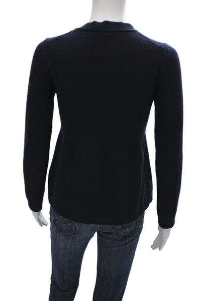 J Crew Women Black 100% Cashmere Cardigan Long Sleeve Crew Neck Size S