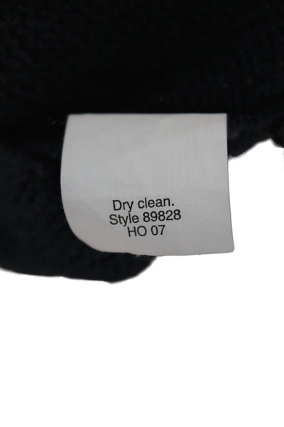 J Crew Women Black 100% Cashmere Cardigan Long Sleeve Crew Neck Size S