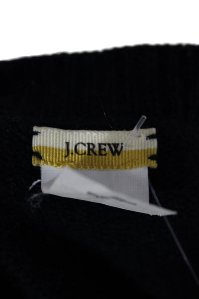 J Crew Women Black 100% Cashmere Cardigan Long Sleeve Crew Neck Size S