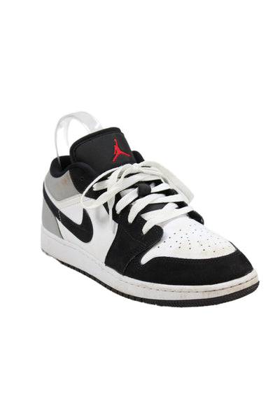 Nike Unisex Kids Air Jordan 1 Low SE Sneakers White Black Silver Size 6.5