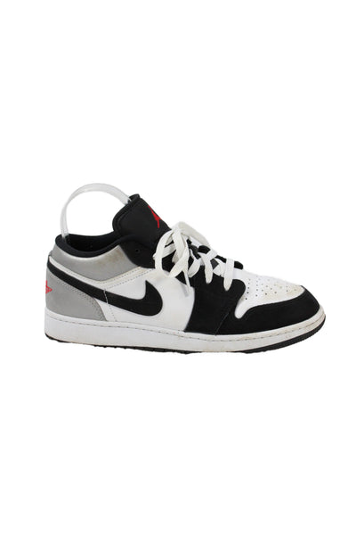 Nike Unisex Kids Air Jordan 1 Low SE Sneakers White Black Silver Size 6.5