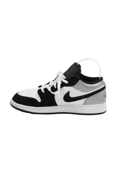 Nike Unisex Kids Air Jordan 1 Low SE Sneakers White Black Silver Size 6.5