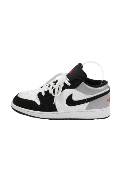 Nike Unisex Kids Air Jordan 1 Low SE Sneakers White Black Silver Size 6.5