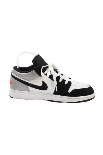 Nike Unisex Kids Air Jordan 1 Low SE Sneakers White Black Silver Size 6.5
