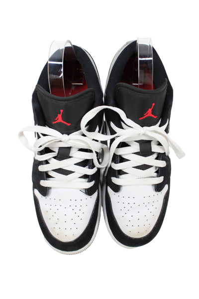 Nike Unisex Kids Air Jordan 1 Low SE Sneakers White Black Silver Size 6.5