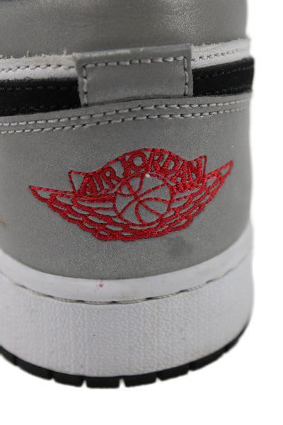 Nike Unisex Kids Air Jordan 1 Low SE Sneakers White Black Silver Size 6.5