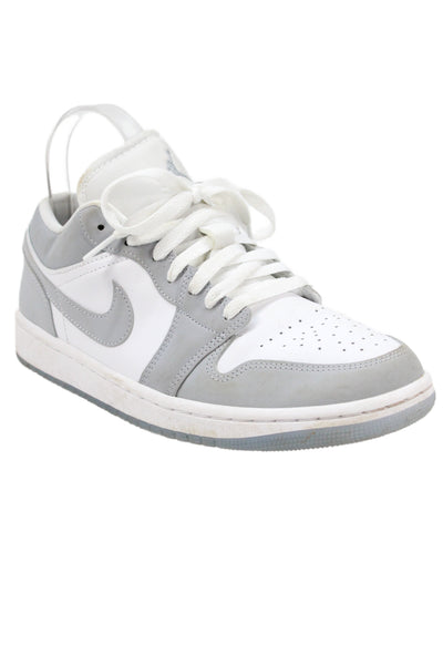 Nike Womens Air Jordan 1 Low Colorblock Sneakers White Wolf Gray Size 8.5