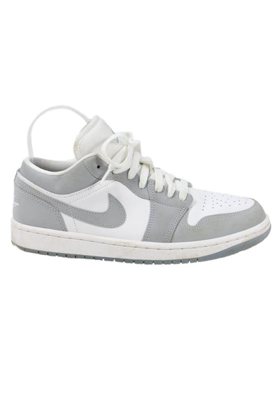 Nike Womens Air Jordan 1 Low Colorblock Sneakers White Wolf Gray Size 8.5