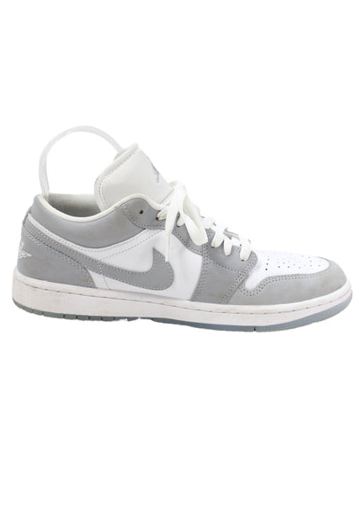 Nike Womens Air Jordan 1 Low Colorblock Sneakers White Wolf Gray Size 8.5