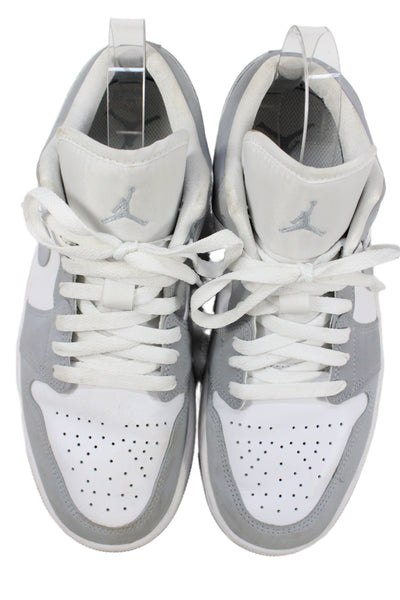 Nike Womens Air Jordan 1 Low Colorblock Sneakers White Wolf Gray Size 8.5