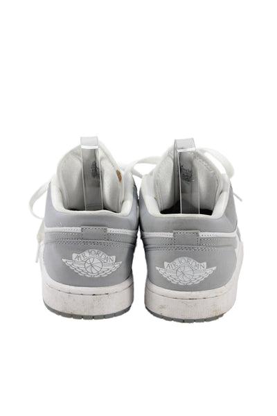 Nike Womens Air Jordan 1 Low Colorblock Sneakers White Wolf Gray Size 8.5