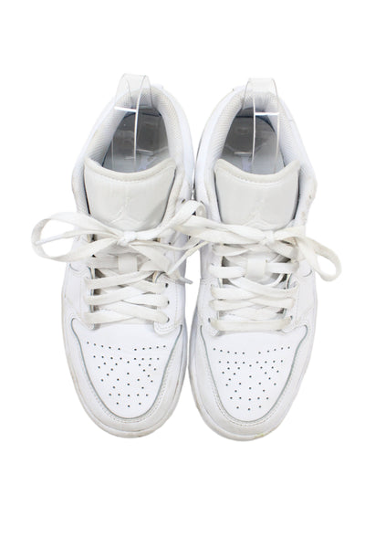 Nike Womens Air Jordan 1 Low Lace-Up Tied Sneakers Triple White Size 7
