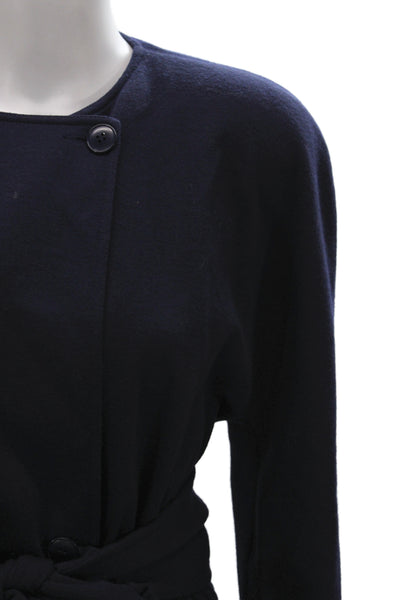Sonia Rykiel Women Skirt Suit Set Blue Wool Long Sleeve Size 40